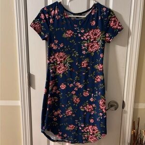 Feathers Blue and Pink Floral Juniors Dress